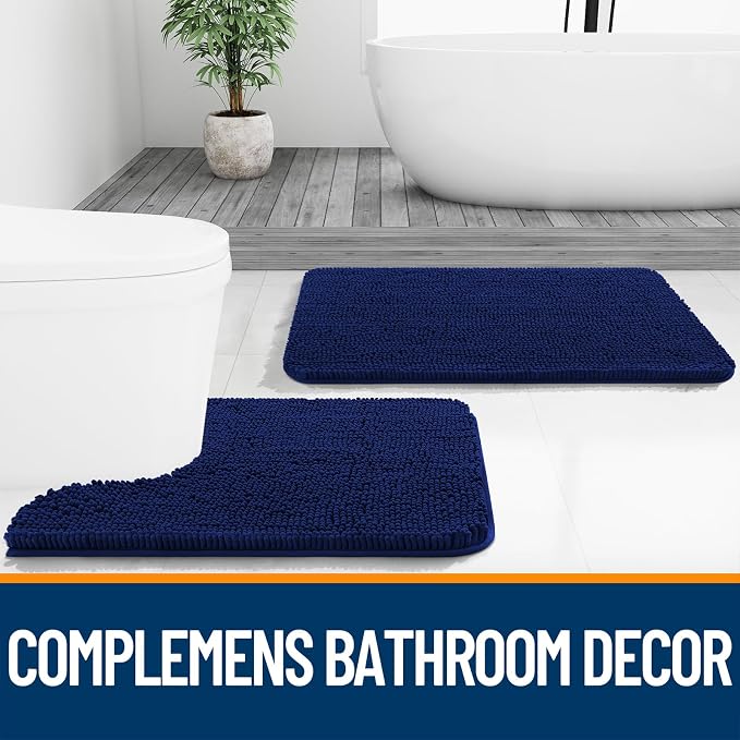 OLANLY Bathroom Rugs 34x21, Extra Soft Absorbent Chenille Bath Rugs, Rubber - Image 7