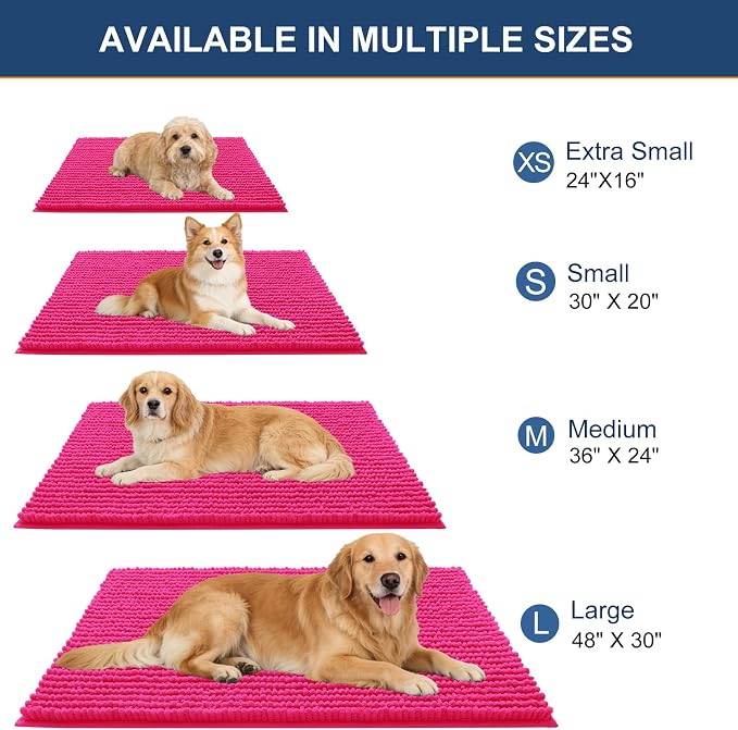 OLANLY Dog Door Mat for Muddy Paws 44x24, Ultra Absorbent Chenille Mud Doormat - Image 2