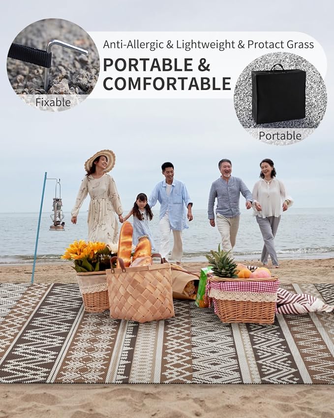 MontVoo Outdoor Rug Carpet Waterproof-Patio Rug Mat 6x9 Reversible RV Outdoor - Image 6
