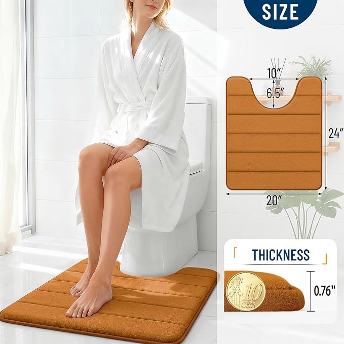 OLANLY Memory Foam Toilet Rugs U Shaped 24x20, Super Soft Absorbent Contour - Image 4