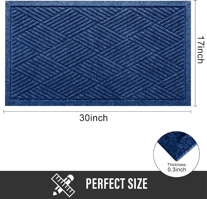 HIYARD Sturdy Front Door Mat, Absorbent Muddy Dirt Resist Welcome Door Mats - Image 2