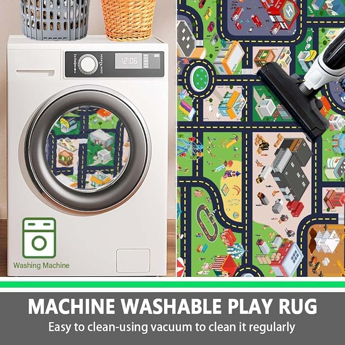 Kids Rug Playroom Car Play Mat City Life Road Rug - Image 7
