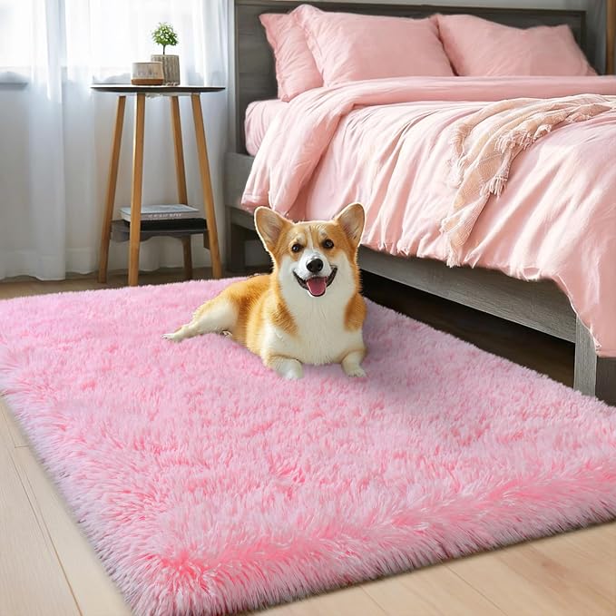 qulint Pink Rugs for Bedroom Girls, 2x3 Fluffy Area Rugs for Living Room Soft - Image 2