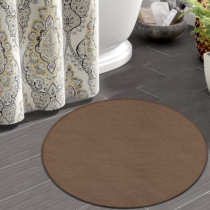 Machine Washable Modern Round Area Rug, Room Sofa Yoga Soft Round Carpet - Image 4