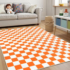 Terrug Orange and White Checkered Rug - Image 3