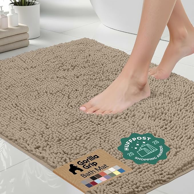 GORILLA GRIP Bath Rug Mat 48x17, Thick Absorbent Chenille, Quick Dry Microfiber by Unknown