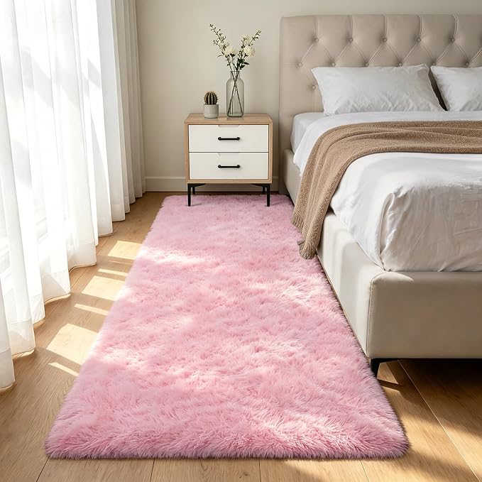 Shag Runner Rug for Bedroom Living Room 2x6 Upgrade Non-Slip Fluffy Soft by Boshengya