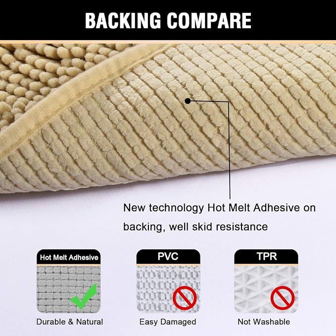 H.VERSAILTEX Microfiber Bath Rugs Chenille Floor Mat Ultra Soft Washable - Image 6