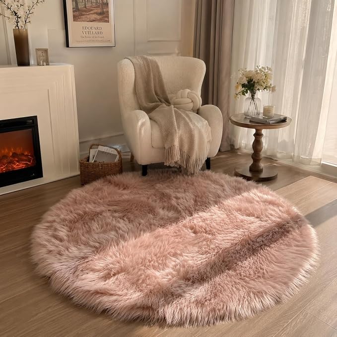 EasyJoy Faux Sheepskin Rug, Fluffy Faux Fur Rug, Ultra Soft Shag Area Rug - Image 3