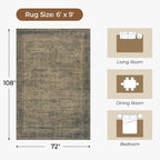 Washable Brown Area Rugs 6x9 for Bedroom, Non-Skid Stain Resistant Carpet for - Image 2