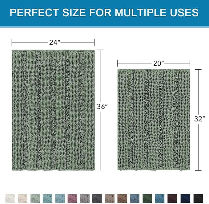 H.VERSAILTEX 2 Piece Bathroom Rugs Bath Mats Sets Super Absorbent Chenille - Image 2