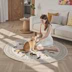 Beige 4Ft Round Area Rugs for Bedroom, Non-Slip Stain Resistant Round Kitchen - Image 4