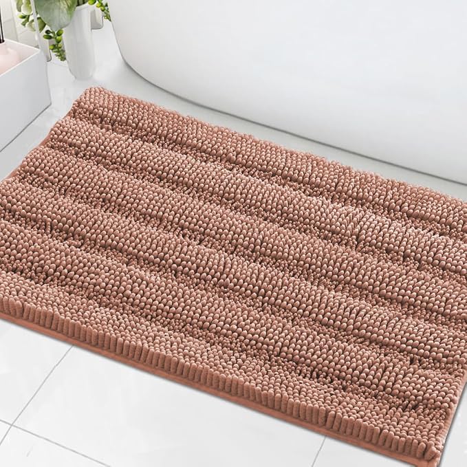 H.VERSAILTEX Bath Mats for Bathroom Non Slip Extra Thick Chenille Striped Bath by HVERSAILTEX