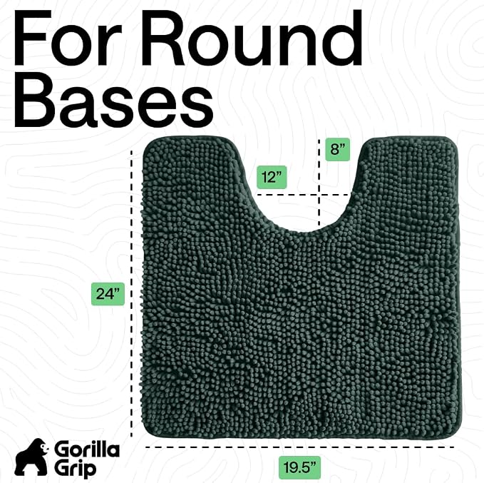 GORILLA GRIP Plush Absorbent Shaggy Chenille Bath Rug Mat - Image 2
