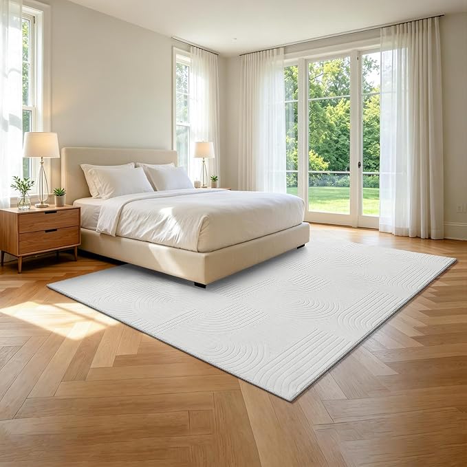 Pauwer 8x10 Washable Area Rugs for Living Room Modern White Solid Color Soft - Image 9