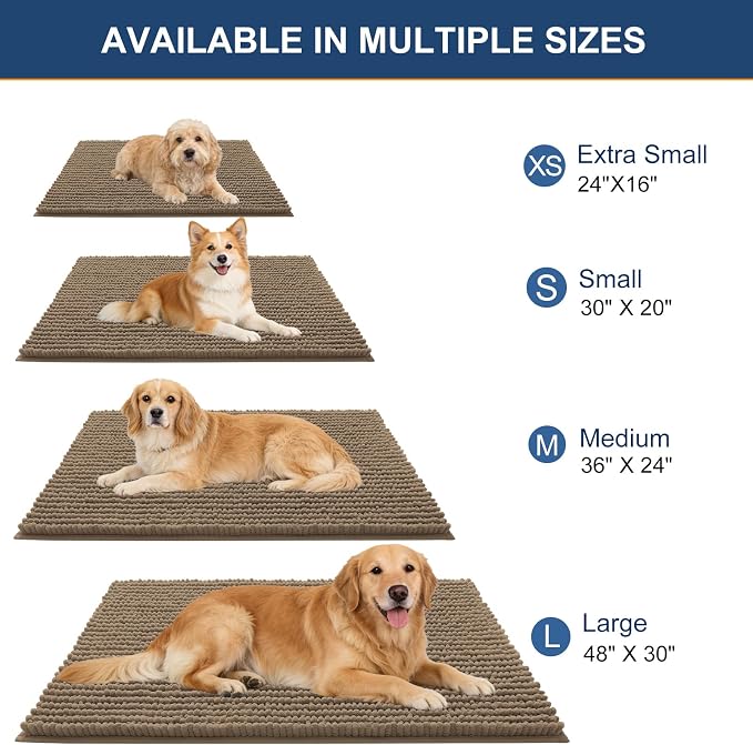 OLANLY Dog Door Mat for Muddy Paws 44x24, Ultra Absorbent Chenille Mud Doormat - Image 2