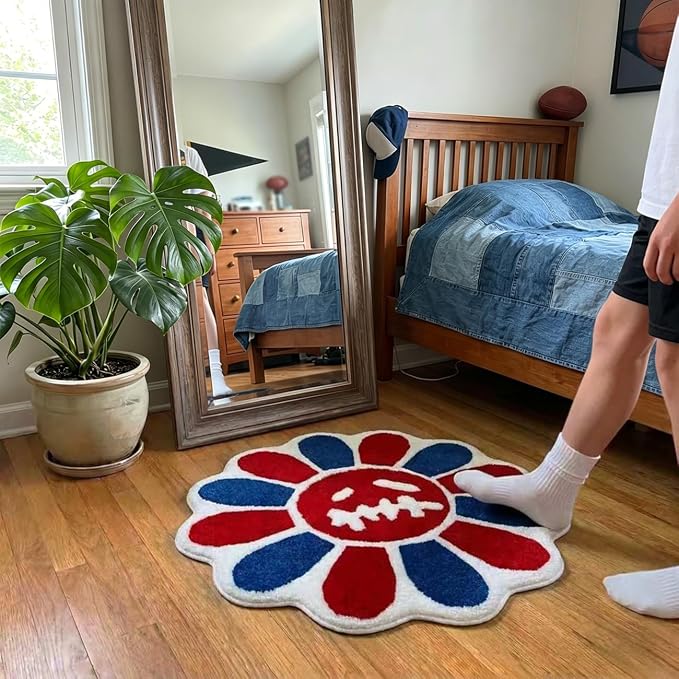 Trippy Happy Face Rug 4th of July Bathroom Rugs Patriotic Independence Day - Image 5