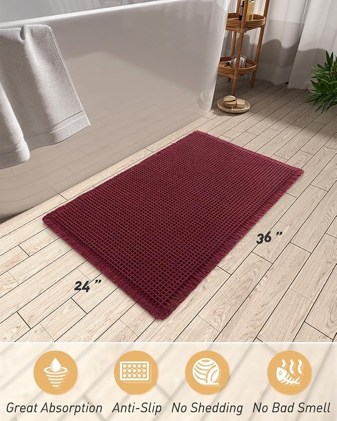 AMOAMI Upgraded Waffle Bath Mat, Super Absorbent Non Slip Bath Mats - Image 2
