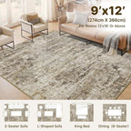 9x12 Area Rugs Washable Living Room Rug-No Slip Soft Carpets Modern Abstract - Image 2