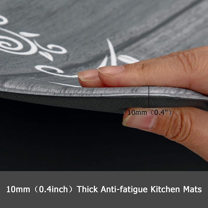 HEBE Anti Fatigue Kitchen Mat Set of 2 Non Slip Cushioned Kitchen Mats - Image 2