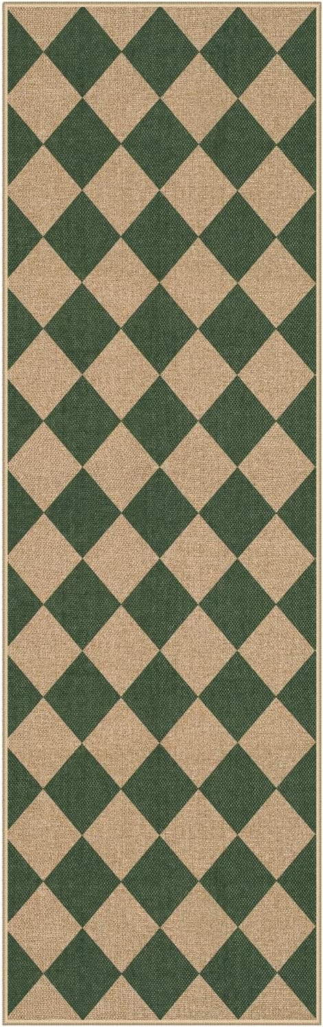 Lahome Colette Checkered Kitchen Runner, 2x8 Easy Jute Runner Rug - Image 8