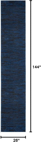 Nourison Home Nourison Essentials Midnight Blue 2'2" x 12' Area Rug - Image 2