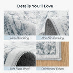5x7 Washable Area Rugs for Living Room, Soft Faux Wool Carpets for Bedroom - Image 3