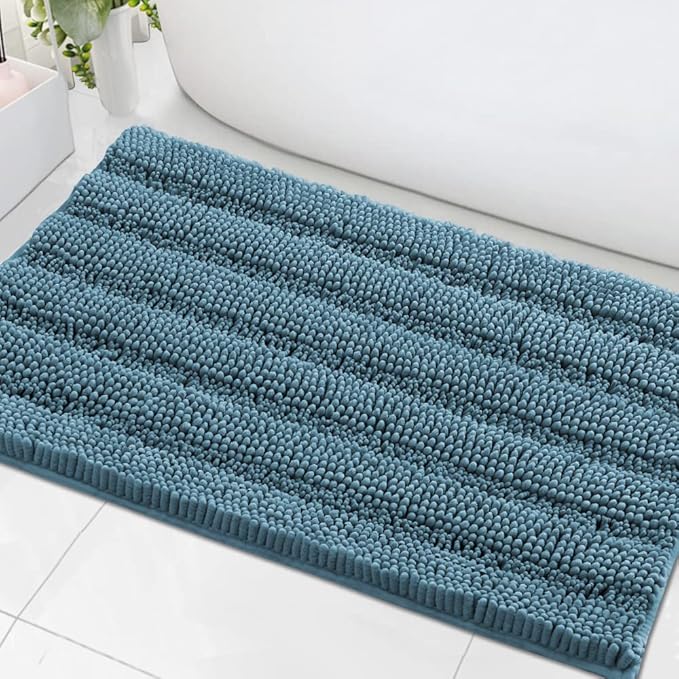 H.VERSAILTEX Bath Mats for Bathroom Non Slip Extra Thick Chenille Striped Bath by HVERSAILTEX
