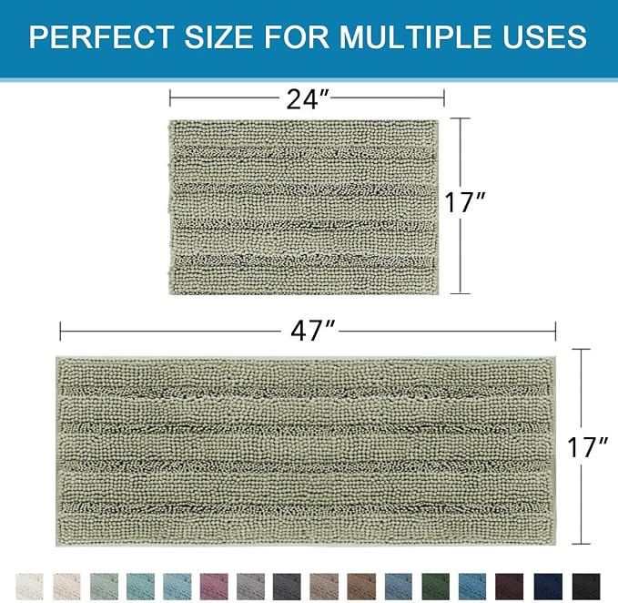 H.VERSAILTEX Bathroom Rug Sets 2 Piece Bath Mats Non Slip Thick Soft Chenille - Image 2