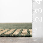 Nuloom Asha Green/Brown, Striped Border, Soft and Cozy, High Traffic, Easy Clean - Image 2