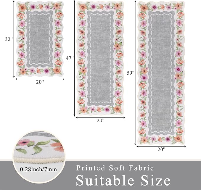 Vaukki Boho Kitchen Rug Sets 3 Pieces, Washable Kitchen Mats - Image 2