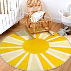 Lahome Yellow Rainbow Sun Round Rug: 4ft Washable & Non-Slip Low Pile - Image 7