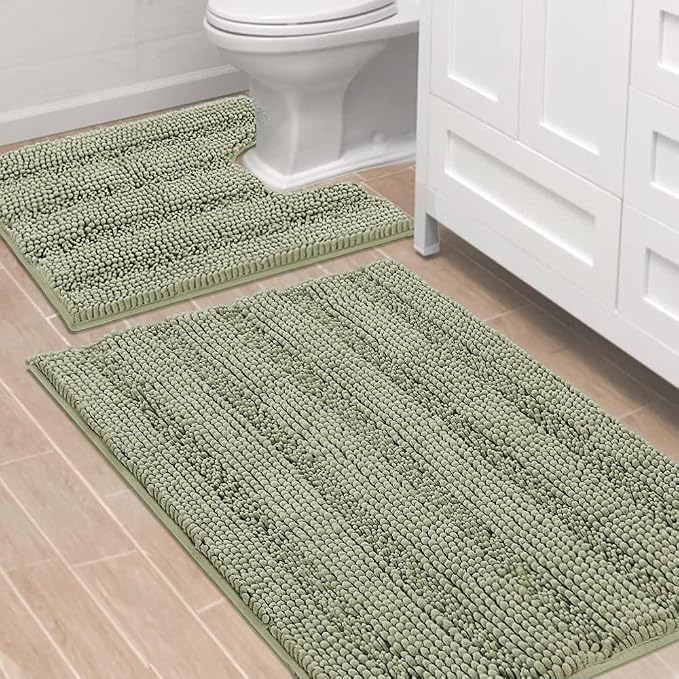 H.VERSAILTEX Bathroom Rug Sets 2 Piece Bath Mats Non Slip Thick Soft Chenille by HVERSAILTEX