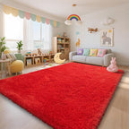Red Shag Area Rugs for Living Room Bedroom, Ultra Large Soft Fluffy Christmas - Image 5