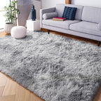 PAGISOFE Light Grey Shaggy Abstract Area Rug 6x9 Feet, Plush Fluffy Rugs - Image 9