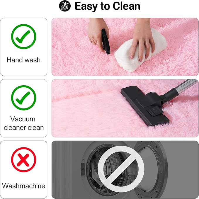 qulint Pink Area Rugs for Bedroom, 3x5 Fluffy Nursery Rug Soft Shag Rugs for - Image 4