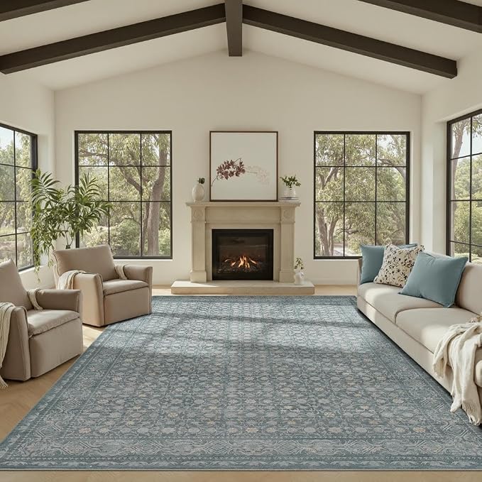 8x10 Washable Area Rug for Living Room, Extra Large Vintage Boho Rugs for by Rugxara
