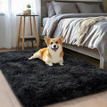 qulint 2x3 Black Grey Rug for Bedroom, Fluffy Small Area Rug for Living Room by QULINT