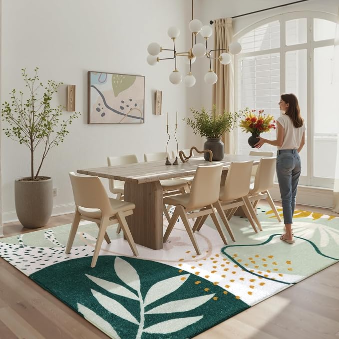 Lahome Green Washable Rugs 9x12 Living Room Rug, Non-Slip Backing Lightweight - Image 5