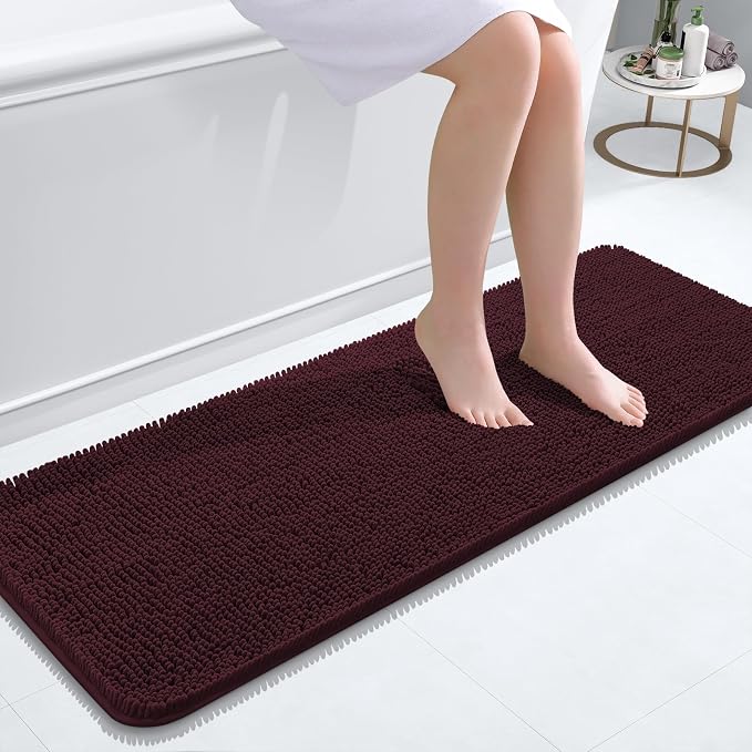 OLANLY Bathroom Runner Rugs 47x17, Soft Absorbent Chenille Bath Rugs, Rubber by OLANLY