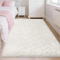 Soft Fluffy White Rug for Bedroom Living Room, 4x6 Furry Cream Area Rug Soft by TENNOLA