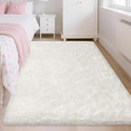 Soft Fluffy White Rug for Bedroom Living Room, 4x6 Furry Cream Area Rug Soft by TENNOLA