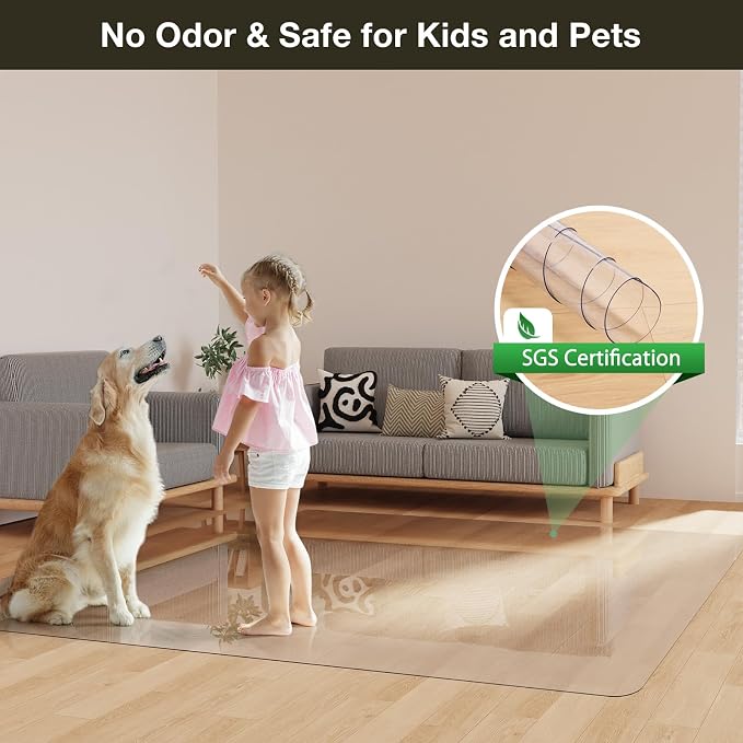 Crystal Clear Floor Mat 3×5ft, Upgraded Easy Flat Waterproof Vinyl Rug Cover - Image 5