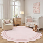 Washable 6ft Area Rugs for Living Room, Solid Pink Non Slip Rugs for Bedroom - Image 2