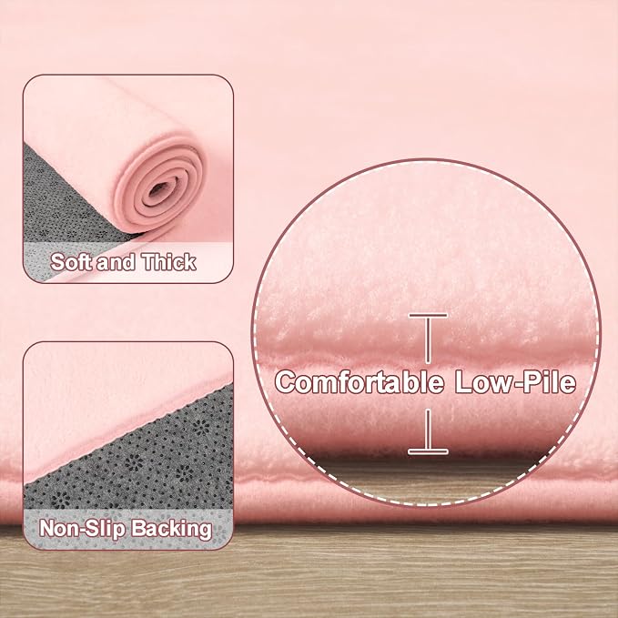 Amearea Large Modern Area Rugs for Bedroom Living Room, 6x9 Feet Pink Thickened - Image 3