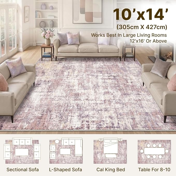 10x14 Area Rugs Washable Living Room Rug-No Slip Soft Carpets Modern Abstract - Image 2