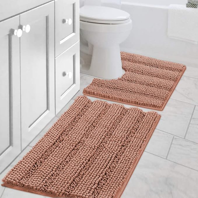 H.VERSAILTEX Bathroom Rugs Bath Rug Set 2 Piece Bathroom Contour Rug Toilet Mat by HVERSAILTEX