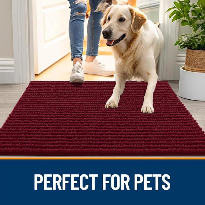 OLANLY Dog Door Mat for Muddy Paws 24x16, Ultra Absorbent Chenille Mud Doormat - Image 6