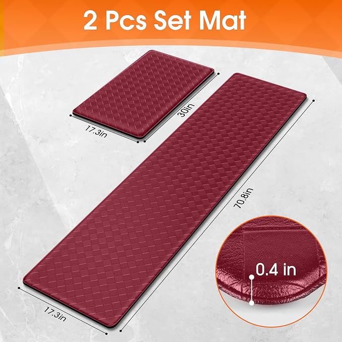 TranquilRelax 2-Piece Anti-Fatigue Kitchen Mats, Cushioned Non-Slip Waterproof - Image 2
