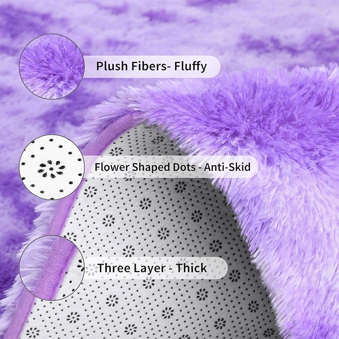 FlyDOIT Purple Tie-Dyed Large Rugs - Image 6